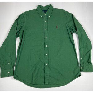 Ralph Lauren Men's Large Green Classic Fit Long Sleeve Button Down Cotton Shirt